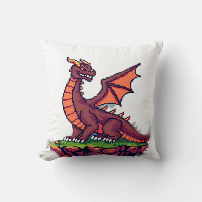Pixel Art Vintag Dragon Kissen (Vorderseite)