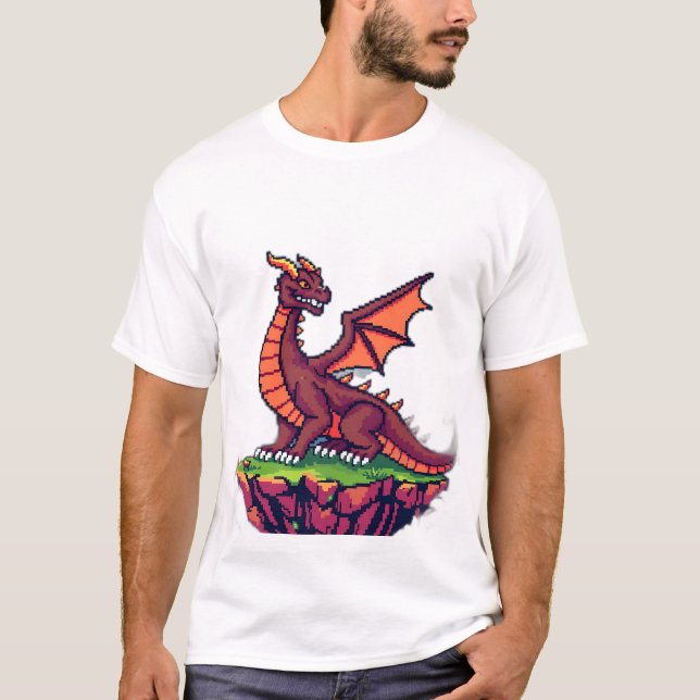 Pixel Art Vintag Dragon T-Shirt (Vorderseite)