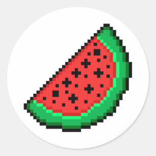 Pixel art Watermelon-Aufkleber Runder Aufkleber