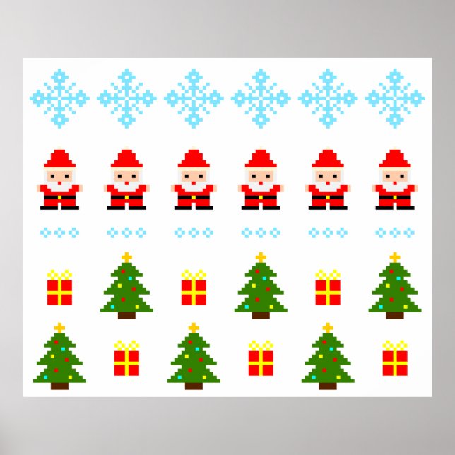 Pixel Art Weihnachten Poster (Vorne)