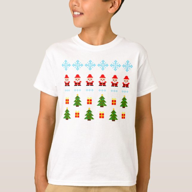 Pixel Art Weihnachten T-Shirt (Vorderseite)
