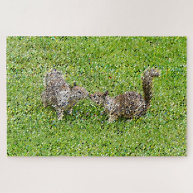 Pixel Art - zwei Eichhörnchen Puzzle (Horizontal)