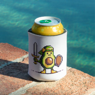 Pixel Avocado Warrior - 8-Bit Retro-Spielfigur Dosenkühler