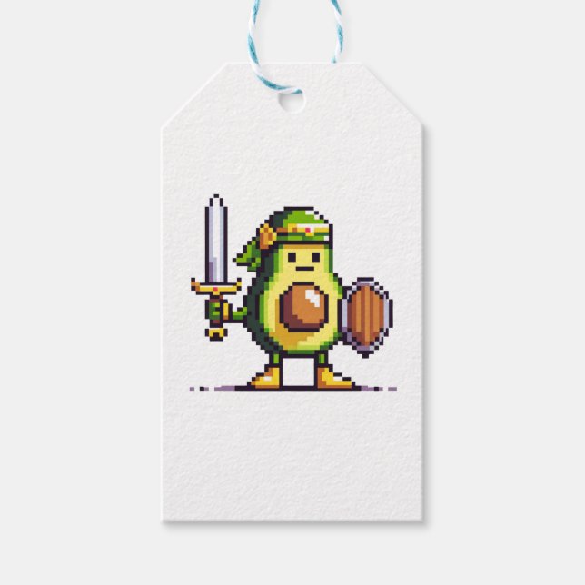 Pixel Avocado Warrior - 8-Bit Retro-Spielfigur Geschenkanhänger (Vorderseite)