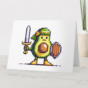 Pixel Avocado Warrior - 8-Bit Retro-Spielfigur Karte