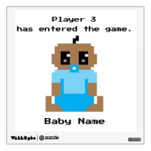 Pixel Baby Name Player 3 Video Game Wall Decal