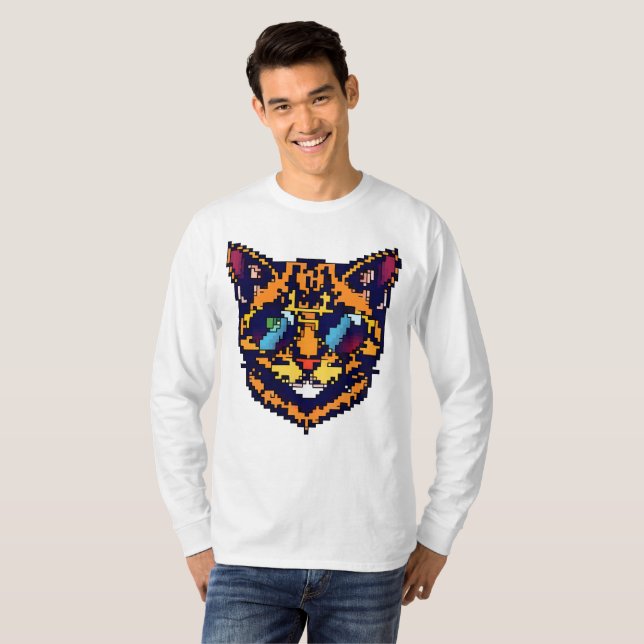 Pixel-Bengalisch-Chat T-Shirt (Vorne ganz)
