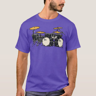 Pixel Black Double Bass Drums Sticker T-Shirt