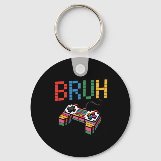 Pixel Block Gamer Controller Bruh Lustiger Retro-S Schlüsselanhänger (Vorderseite)