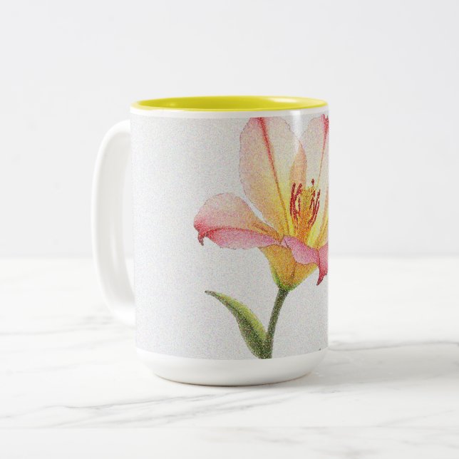 Pixel Bloom Trio Zweifarbige Tasse (Vorderseite Links)