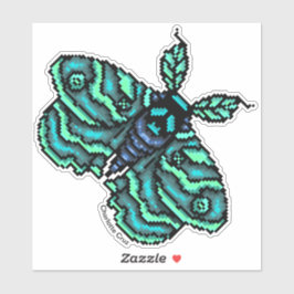 Pixel Blue Movie mit Schädeldesign Aufkleber