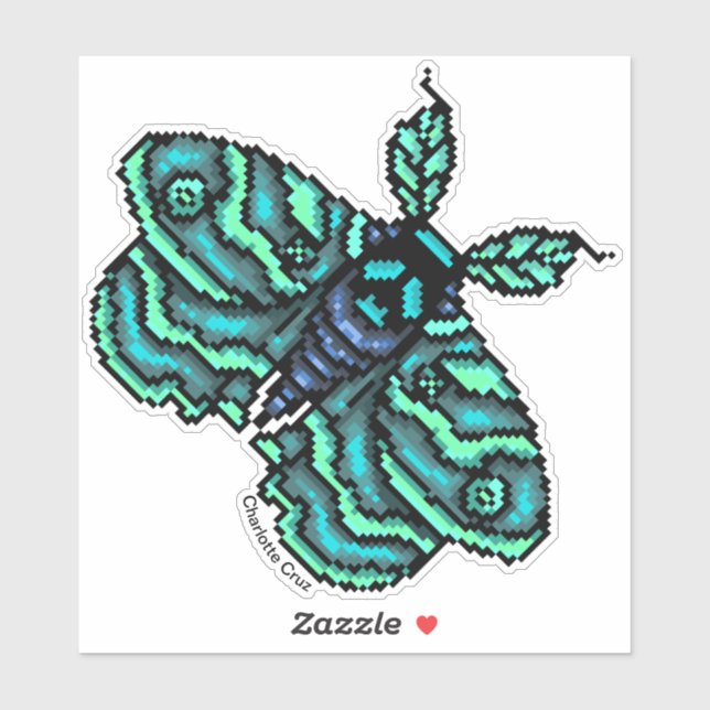 Pixel Blue Movie mit Schädeldesign Aufkleber (Blatt)