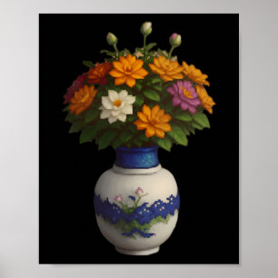 Pixel-Blüten 2 Aufkleber  Poster