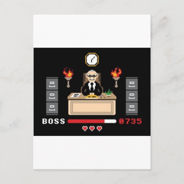 Pixel 'Boss' Design - GeekShirts Postkarte (Vorderseite)
