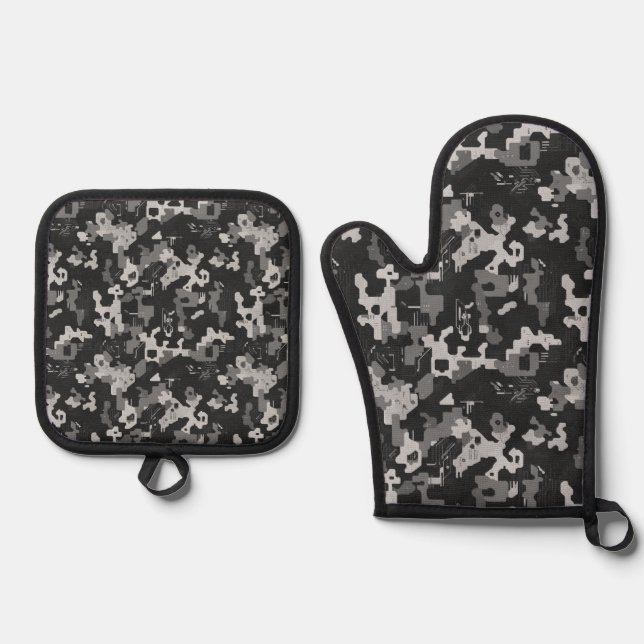 Pixel Camo Stealth Ofenhandschuh & Topflappen-Set (Vorderseite)