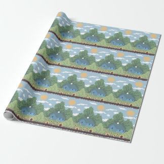Pixel Countryside House Landscape Pattern Geschenkpapier