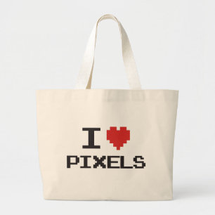 Pixel der Liebe I pixelated Herz retro Gamer 8bit Jumbo Stoffbeutel