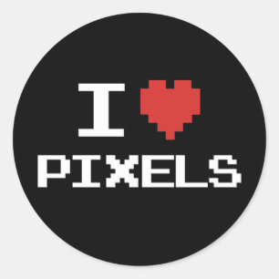 Pixel der Liebe I pixelated Herz retro Gamer 8bit Runder Aufkleber