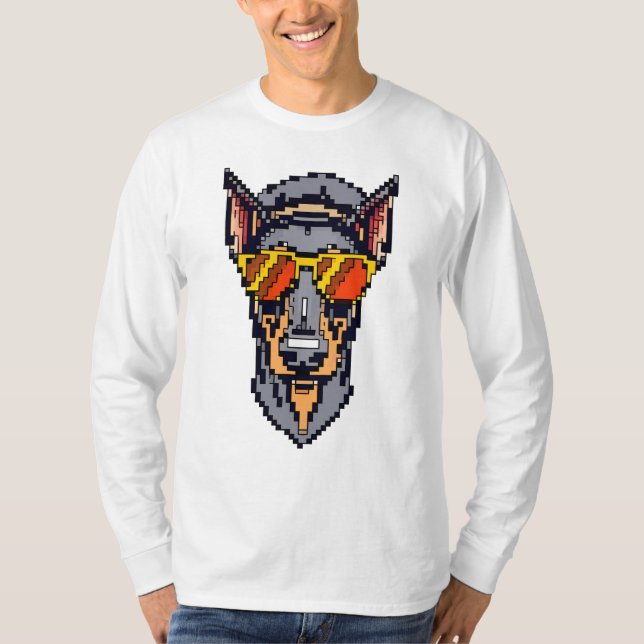 Pixel Doberman Pinscher T-Shirt (Vorderseite)