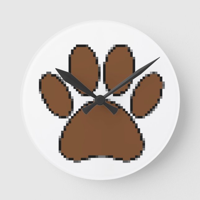 Pixel-Dog-Druck Runde Wanduhr (Vorderseite)