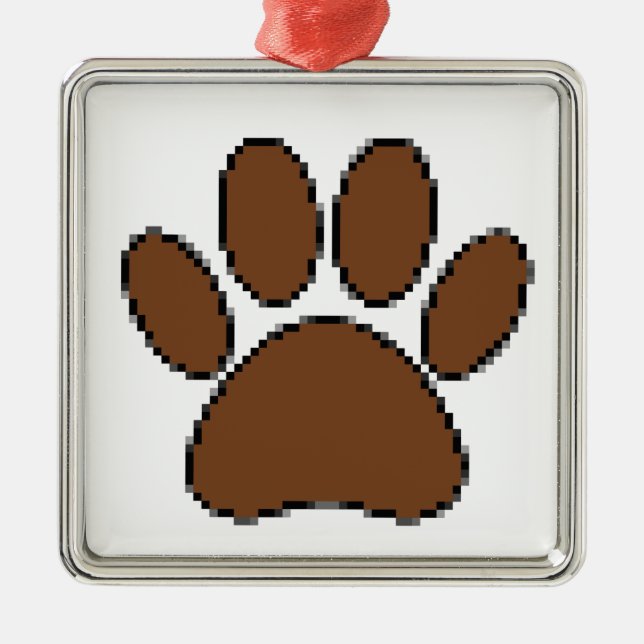 Pixel Dog PW Print Silbernes Ornament (Vorne)