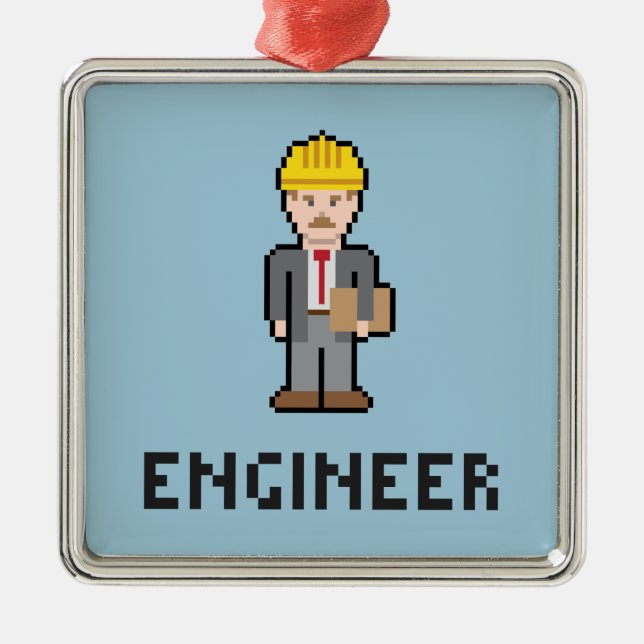 Pixel Engineer-Ornament Silbernes Ornament (Vorne)