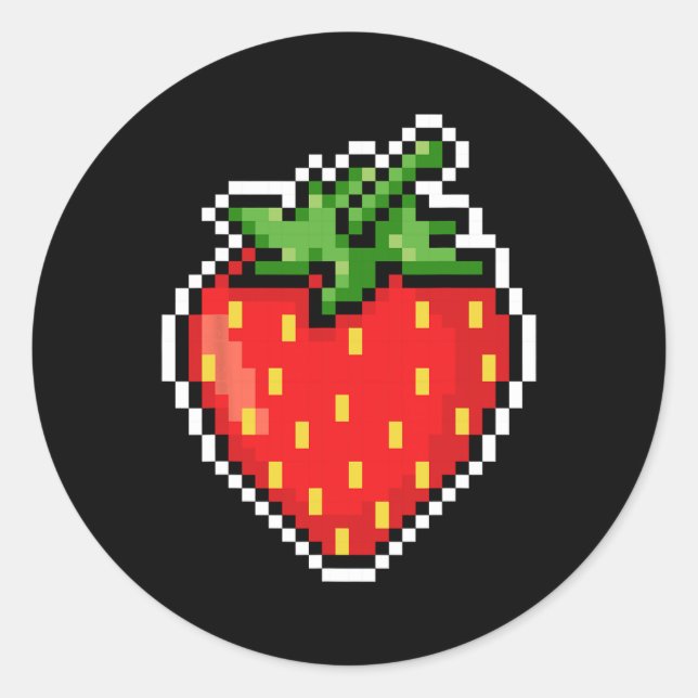 Pixel Erdbeere 80er Videospiel Halloween  Runder Aufkleber (Vorderseite)