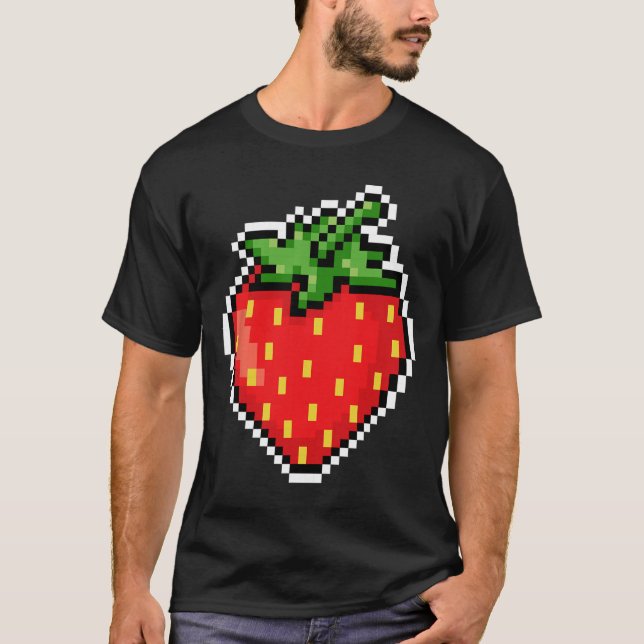 Pixel Erdbeere 80er Videospiel Halloween  T-Shirt (Vorderseite)