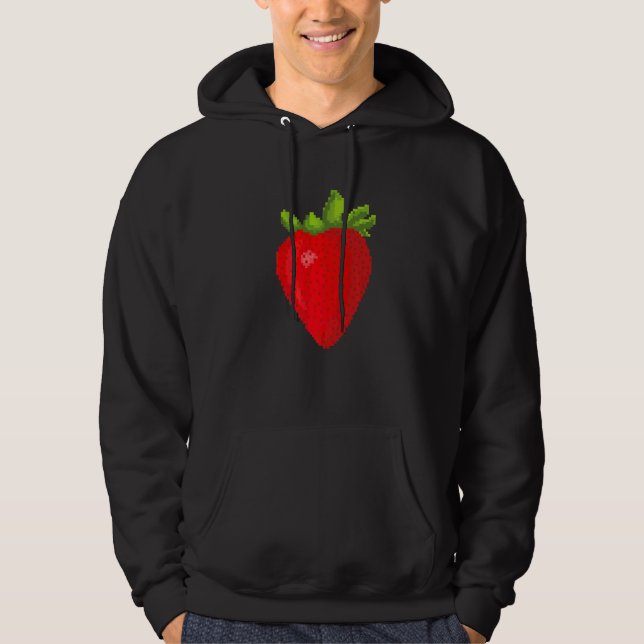 Pixel-Erdbeere Hoodie (Vorderseite)