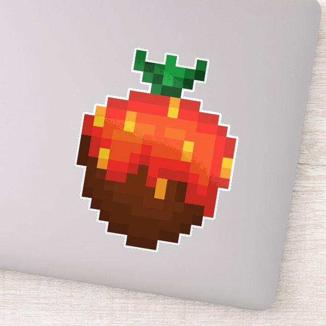 Pixel-Erdbeere überzogene Schokolade  Aufkleber (Detail)