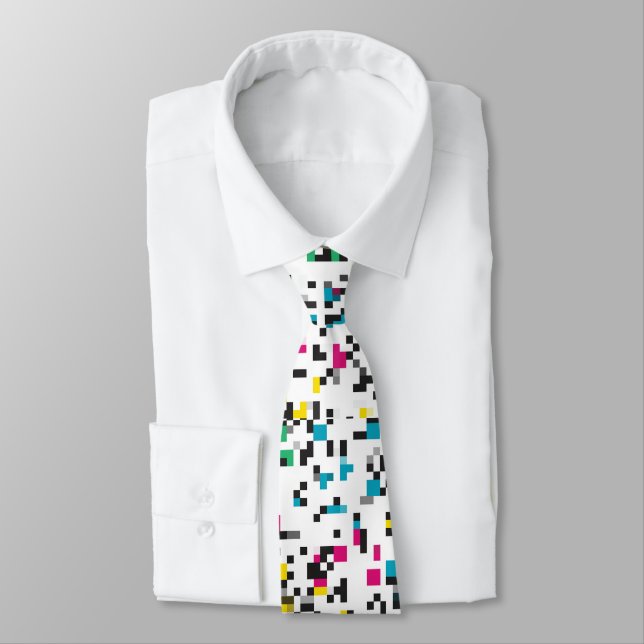Pixel Farbe Blöcke Glitch Neck Tie Krawatte (Gebunden)