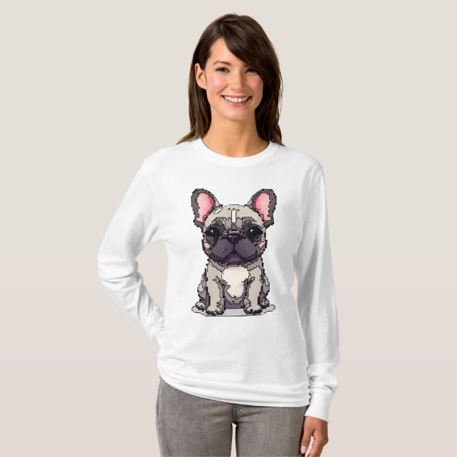 Pixel French Bulldog-Flair T-Shirt (Vorne ganz)