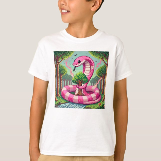 Pixel Friends: Waldschutz (rosa Schlange) #23 T-Shirt (Vorderseite)