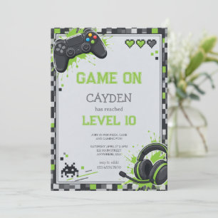 Pixel-Gamer-Controller-Party-Geburtstag Einladung