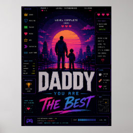Pixel-Gamer-Dad-Neon-Wandposter Poster