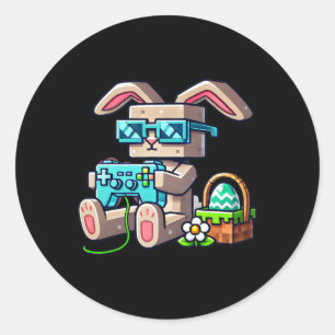 Pixel-Gamer-Hasen-Ostern für Kinder, Jugendliche u Runder Aufkleber