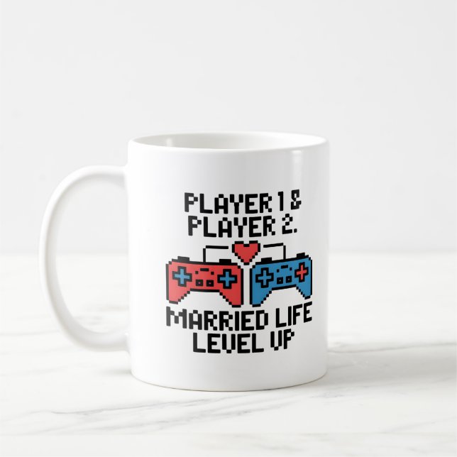 Pixel-Gamer-Hochzeitskunst Kaffeetasse (Links)