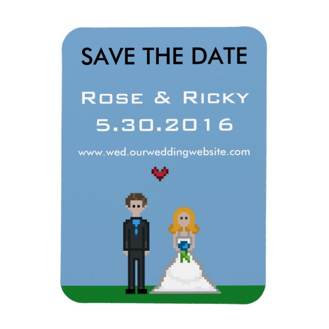Pixel Gamer Save the Date Wedding Magnet (Vertikal)
