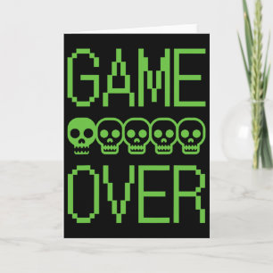 Pixel-Gamer-Totenkopf-Game-Over-Retro-Videospiel-A Karte