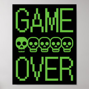 Pixel-Gamer-Totenkopf-Game-Over-Retro-Videospiel-A Poster