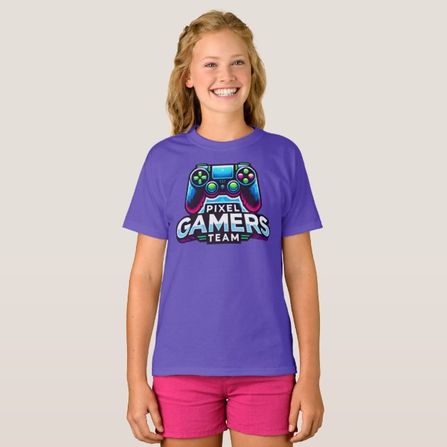 Pixel Gamers Team - Future Gamer Girl T-Shirt (Vorne ganz)