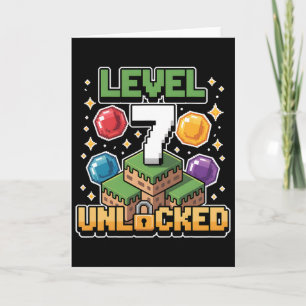 Pixel Gaming 7 Jahre altes Videospiel 7. Geburtsta Karte