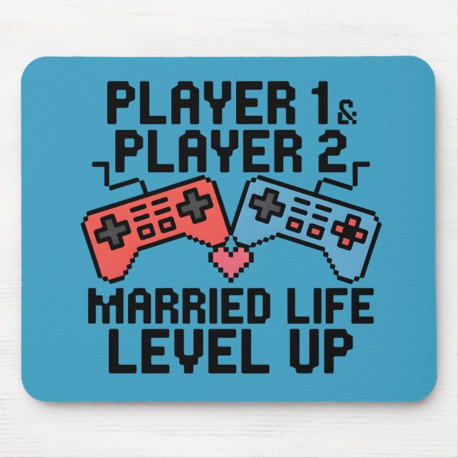 Pixel-Gaming-Paar Level Up Design Mousepad (Vorne)