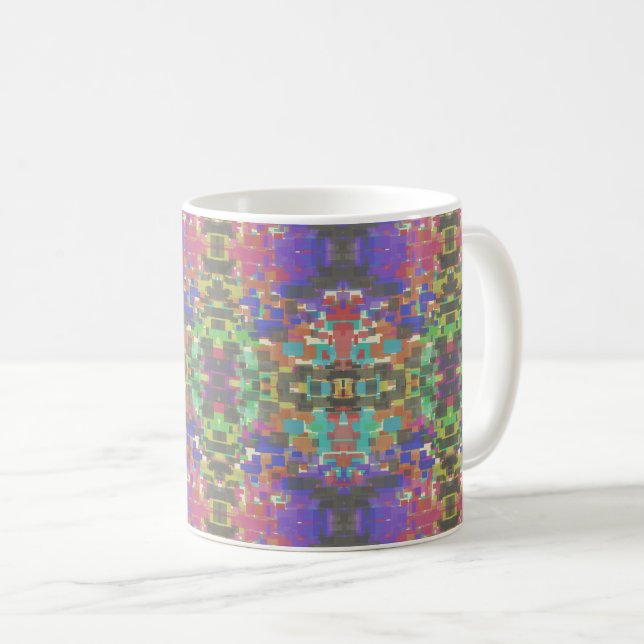Pixel, Gemustert über den Farben des Regenbogens Kaffeetasse (VorderseiteRechts)
