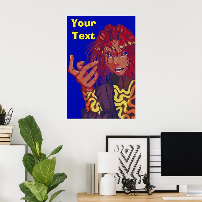 Pixel girl changing pixel art poster (Heimbüro)