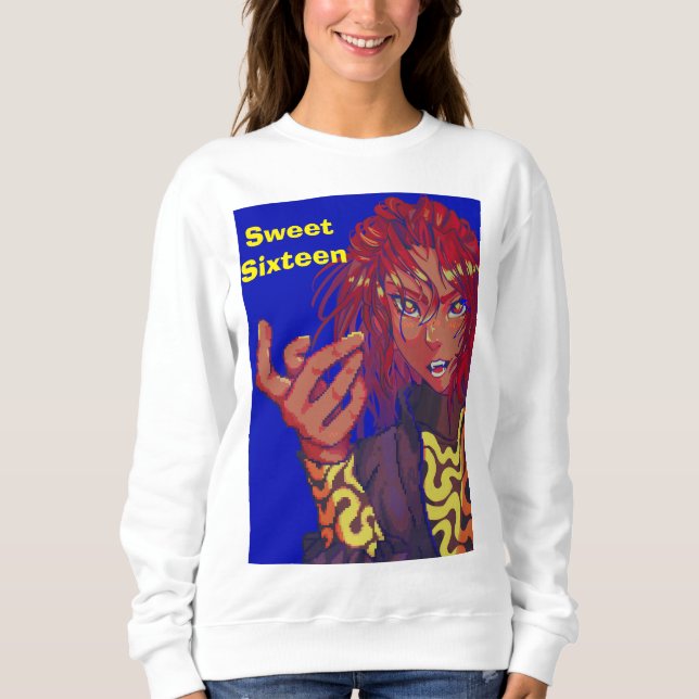 Pixel girl, sweet sixteen, happy Birthday! Sweatshirt (Vorderseite)