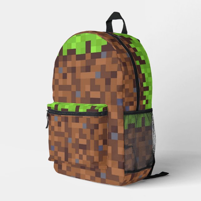Pixel-Gras-Gamer-Geburtstag  Bedruckter Rucksack (Rückseitige Ecke Rechts)