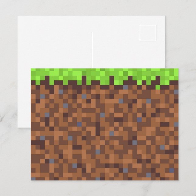 Pixel-Gras-Gamer-Geburtstag  Postkarte (Vorne/Hinten)