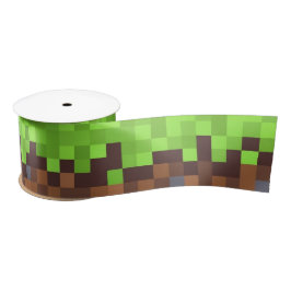 Pixel-Gras-Gamer-Geburtstag  Satinband