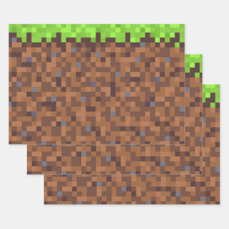 Pixel grass gamer birthday  geschenkpapier set